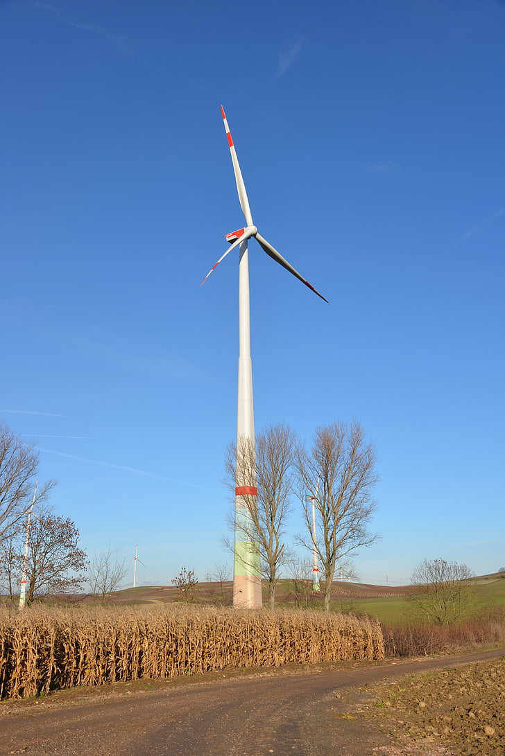 kärrynpyörä, energian, Eco energia, Tuulivoima, taivas, sininen, ympäristöteknologian