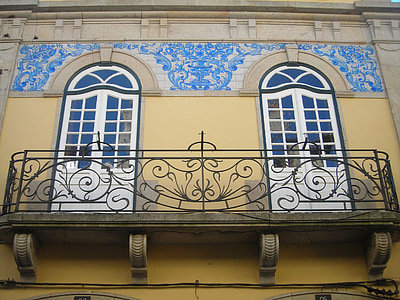 Portugália, ablak, erkély, város, homlokzat, Dél
