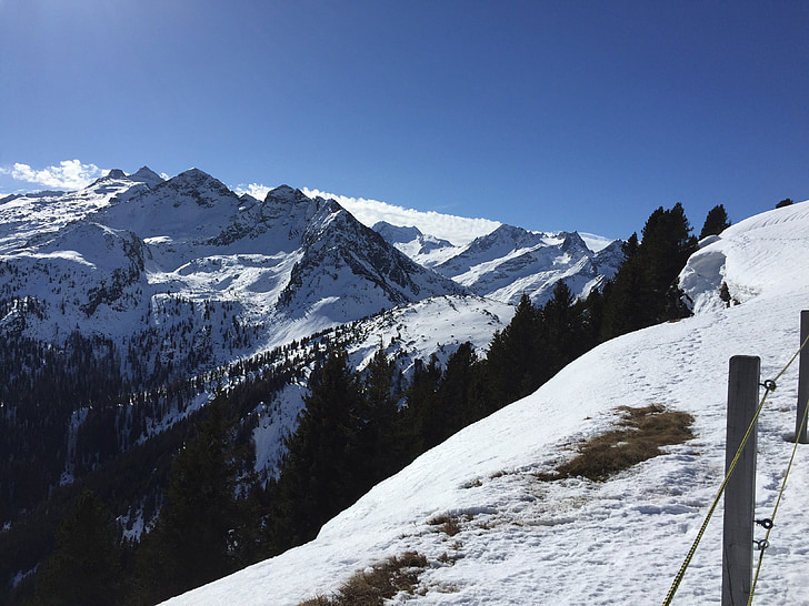 snijeg, Alpe, planine, Austrija, Zimski sportovi, priroda, Zima