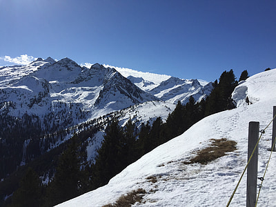 sneg, Alpe, gore, Avstrija, Zimski športi, narave, pozimi