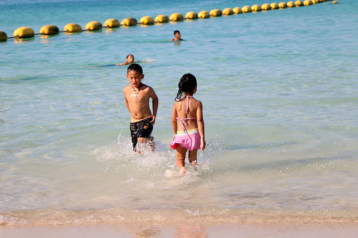 Kind, Strand, Wasser, glücklich, Meer, Ozean, Sommer