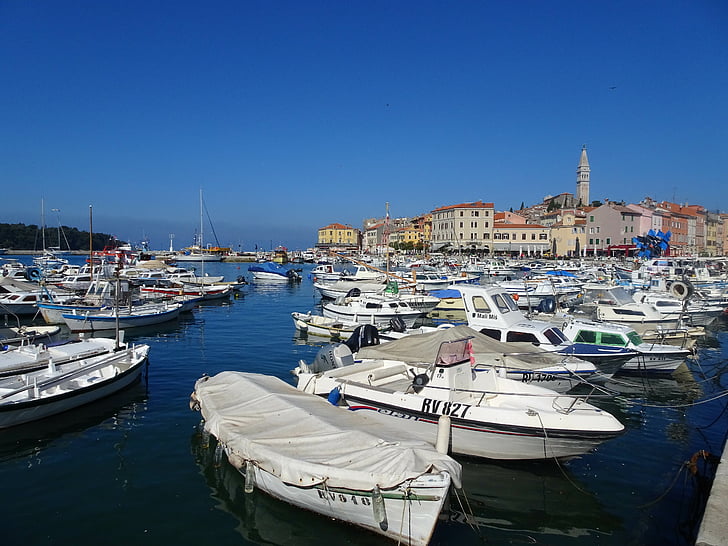 croatia, sea, adriatic sea, boats, port, blue, water