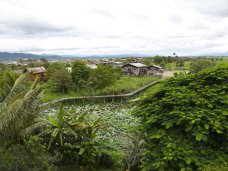 Häuser, See, Inle, Burma, Landschaft
