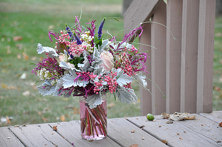 bouquet, flower arrangements, balcony, nature, wood - Material, flower, decoration