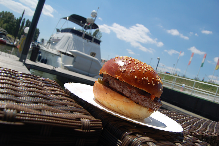 hamburger, loď, jídlo, Fast food restaurace, jachta