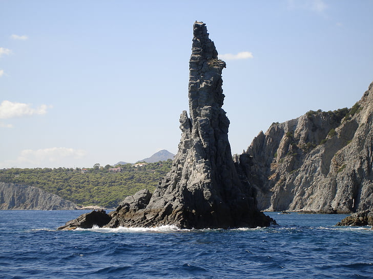 klippeformation, Aegina isle, Grækenland, havet, natur, kystlinje, blå
