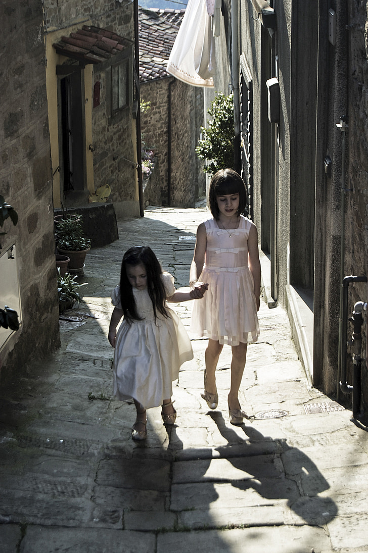 децата, деца, улица, ходене, Тоскана, Диор