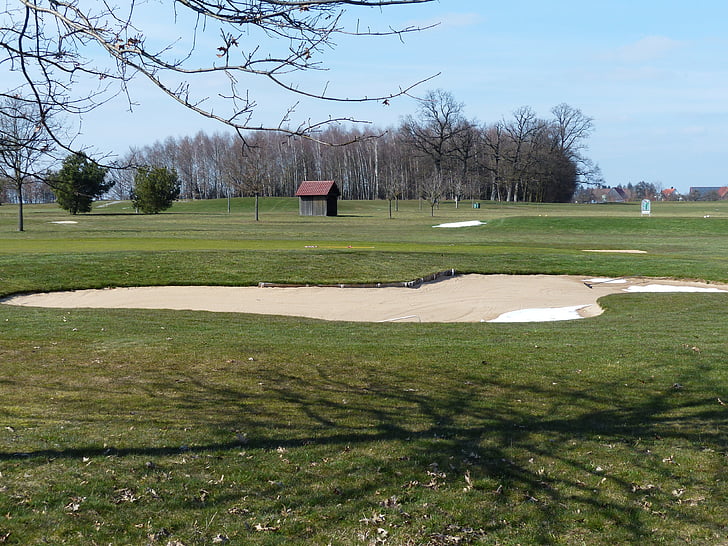 Golfbane, grøn plads, bunker, sand, Golf, Golf sport facilitet, græs