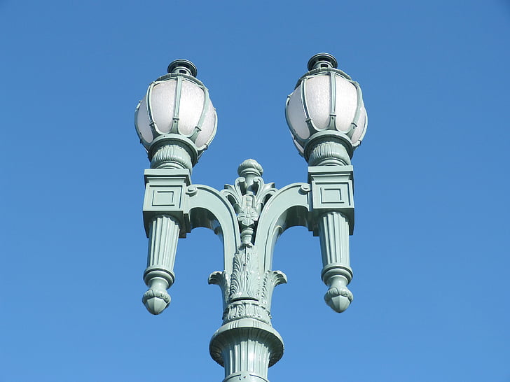 lamp posten, lantaarnpalen, straatlantaarn, straat lamp, Art deco, stadslichten, Streetlamp