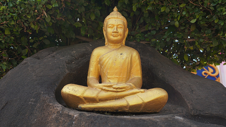 buddhastaty, Buddha, staty, en pilgrimsfärd, buddhismen, konst, vilken respekt