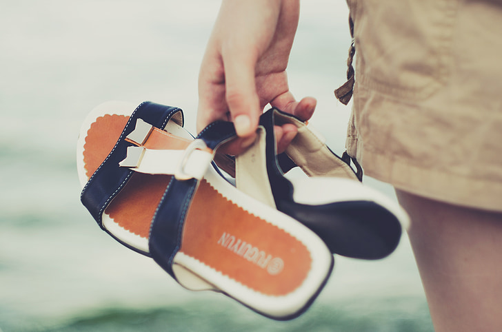 sea, slippers, water, beach, summer, shoe, outdoors