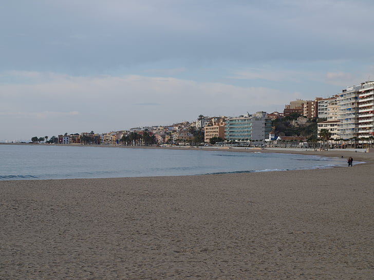 Playa, mar, España, agua, invierno, Villajoyosa, frío