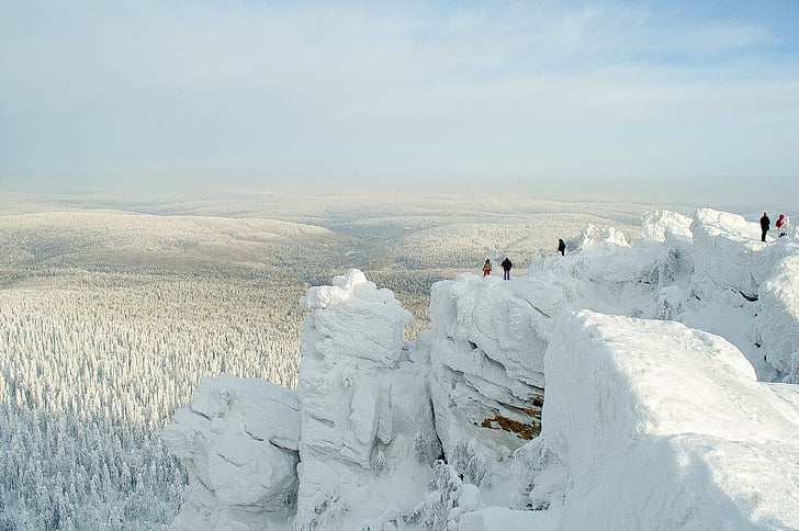 inverno, Russia, neve, ghiaccio, montagne, Ural, freddo
