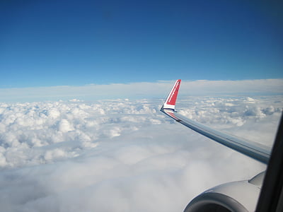 pohled z letadla, obloha, mraky, venku, malebný, klidný, stratosféra