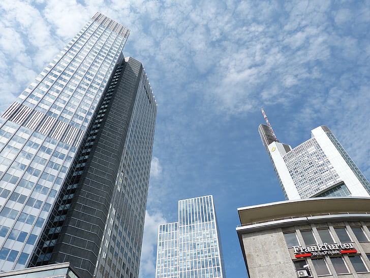 Frankfurte pie Mainas, Hesse, Debesskrāpis, arhitektūra, galvenais, ēka, pilsēta