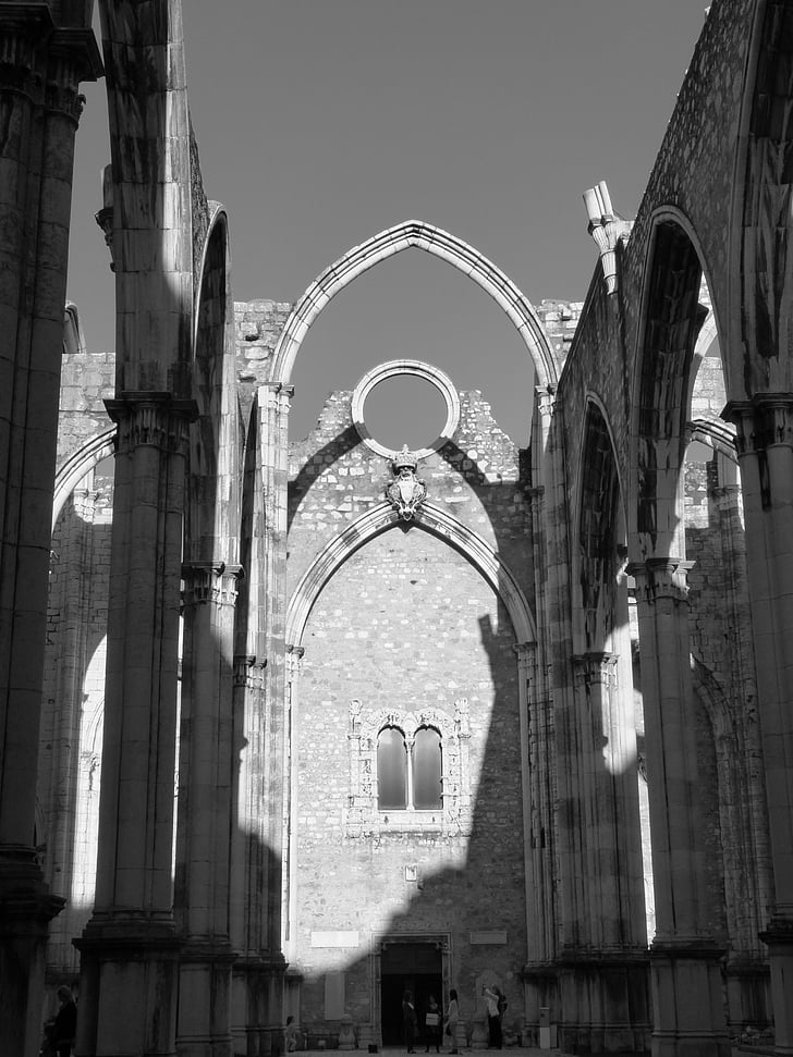 Convento carmo, entisessä luostarissa, karmeliitta järjestyksessä, Gothic, tuhottu, maanjäristys, Ruin