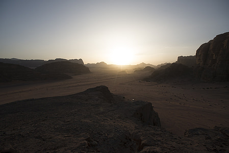 Jordānija, Wadi rum, brīvdiena, Tuvie Austrumi, tuksnesis, pasaules kultūras mantojuma, saulriets