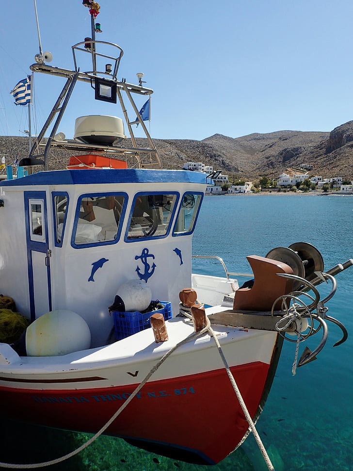boat, folegandros, greece, mediterranean, cyclades, island, mediterranean sea