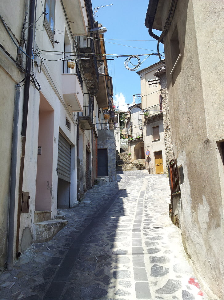 country, ascent, narrow lane, calabria, street, narrow, town