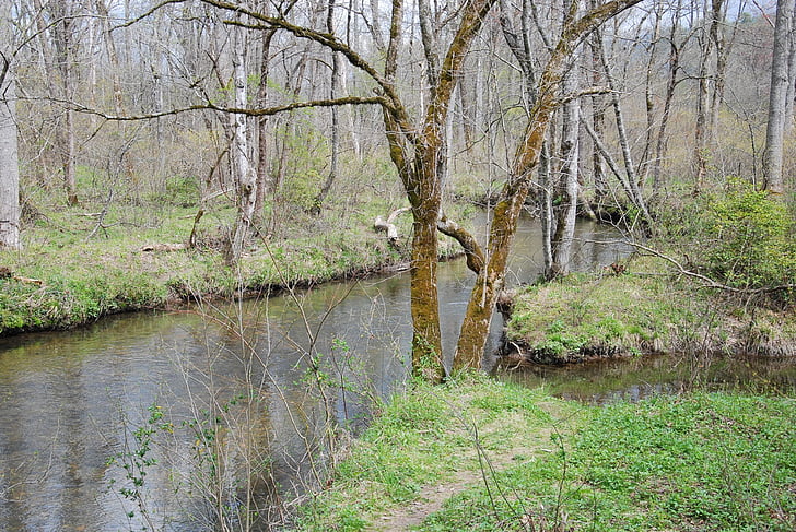 montagne, flux de données, rivière