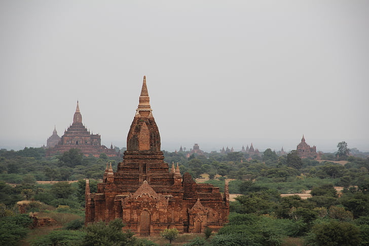 Pagoda, Bagan, Myanmar, templet, Burma, Asia, tegelstenar