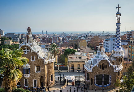 guell park, gaudi, building, city, landmark, monument, barcelona