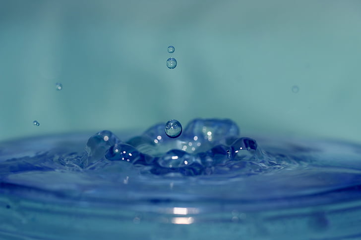 drops, water, macro, splash, drop, liquid, blue