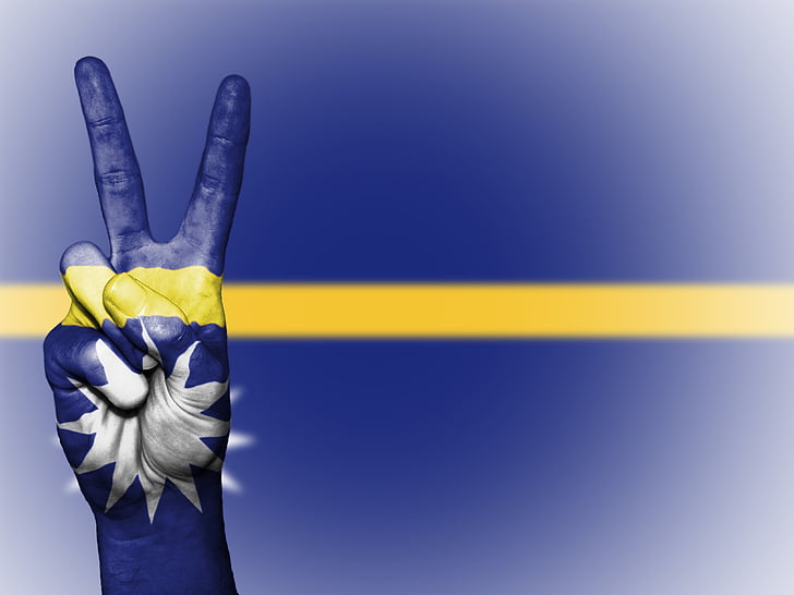 Nauru, paix, main, nation, arrière-plan, bannière, couleurs