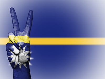 Nauru, fred, hand, nation, bakgrund, banner, färger