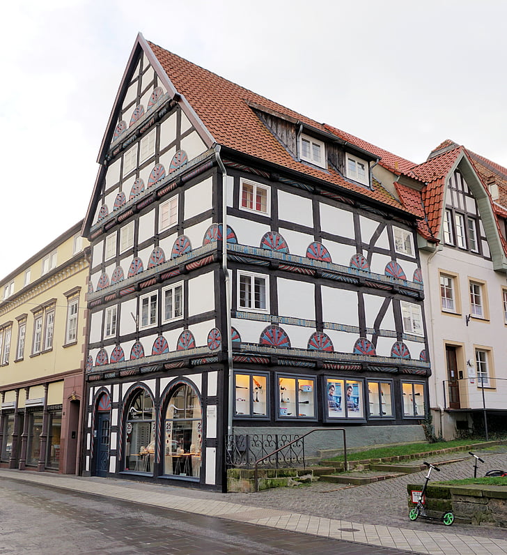 fachwerkhaus, hjem, truss, gamlebyen, bygge, historisk, arkitektur