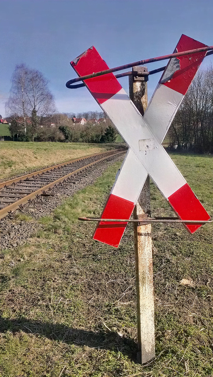 andreaskreuz, σιδηροδρομικές γραμμές, τοπίο, κυκλοφορίας, φαινόταν, ασπίδα