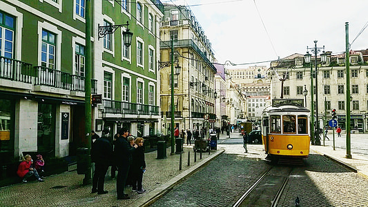 lisbon, tram, color