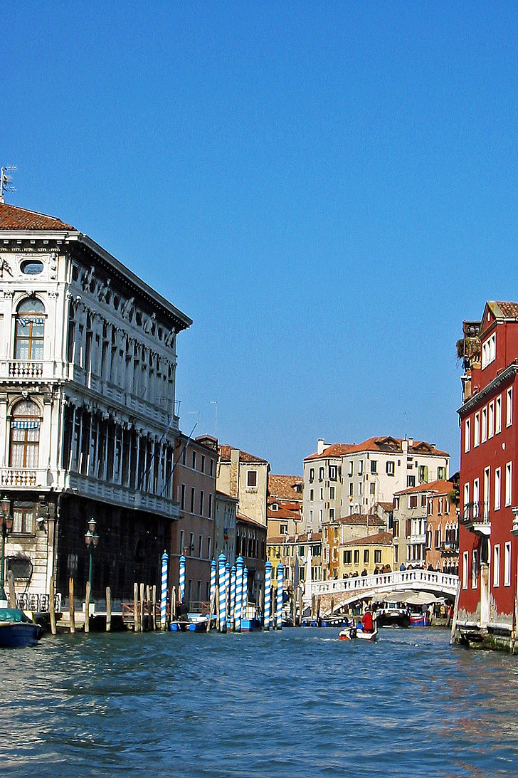 Venice, Itālija, tilts, pusvagonus, gondoliers, mājas