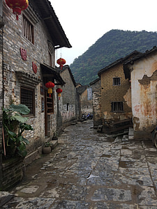 Huang yao antika stad, tidigt på morgonen, gamla gator, arkitektur, gamla, staden, Europa
