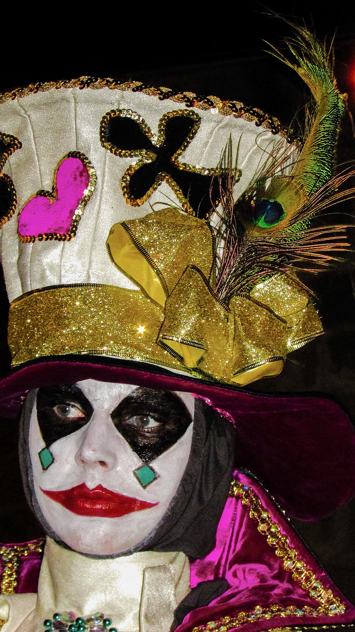 mask, make up, street theater, face, expression, masquerade, harlequin