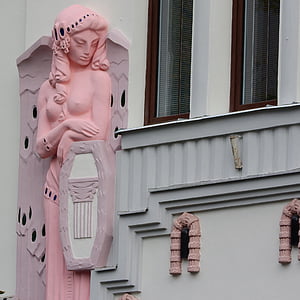 casa de art nouveau, histórico, fachada, alívio, budejovice Checa