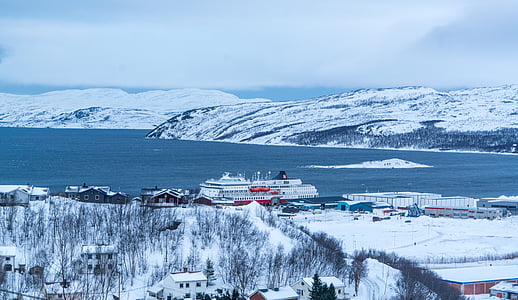 Kirkenes, Norwegia, góry, krajobraz, śnieg, Natura, zimowe