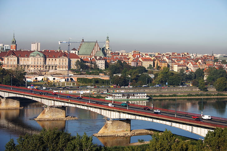 Varšuva, tiltas, senas miestas, Senamiestis, Vysla, Lenkija, upės