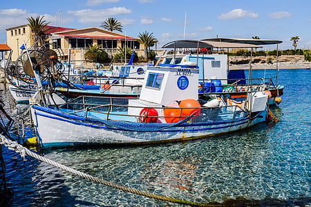 boat, harbor, fishing shelter, sea, traditional, ormidhia, cyprus