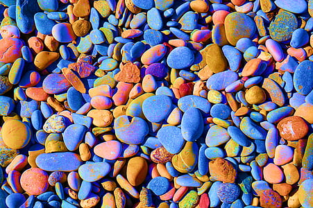 pedres, còdols, sobre, platja, riu, colors, còdols