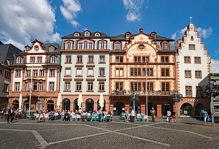 tirgus laukums, Mainz, Sachsen, Vācija, Eiropa, vecā ēka, Vecrīgā