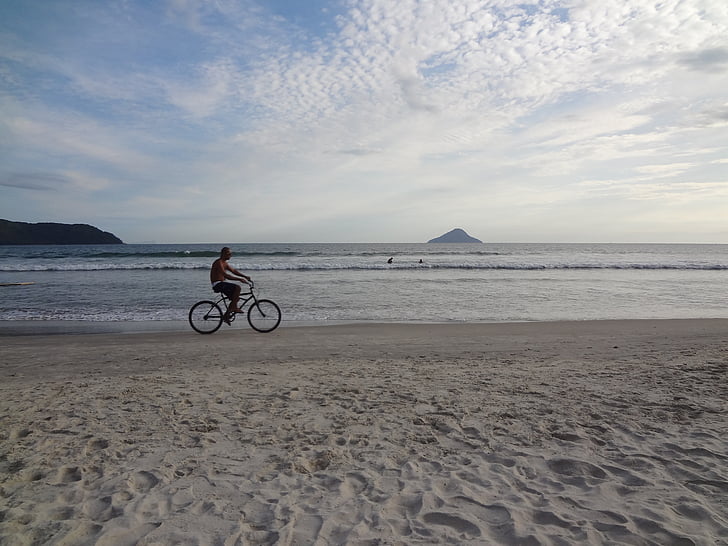 stranden, helgdagar, cykel, sommar, Beira mar, värme, Sand