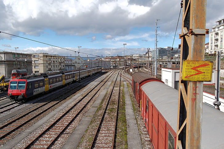 verkade, järnvägsstation, Lausanne, Schweiz, SBB