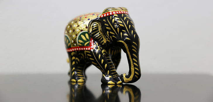 konst, svart, elefant, guld, hantverk, Jumbo, Thailand