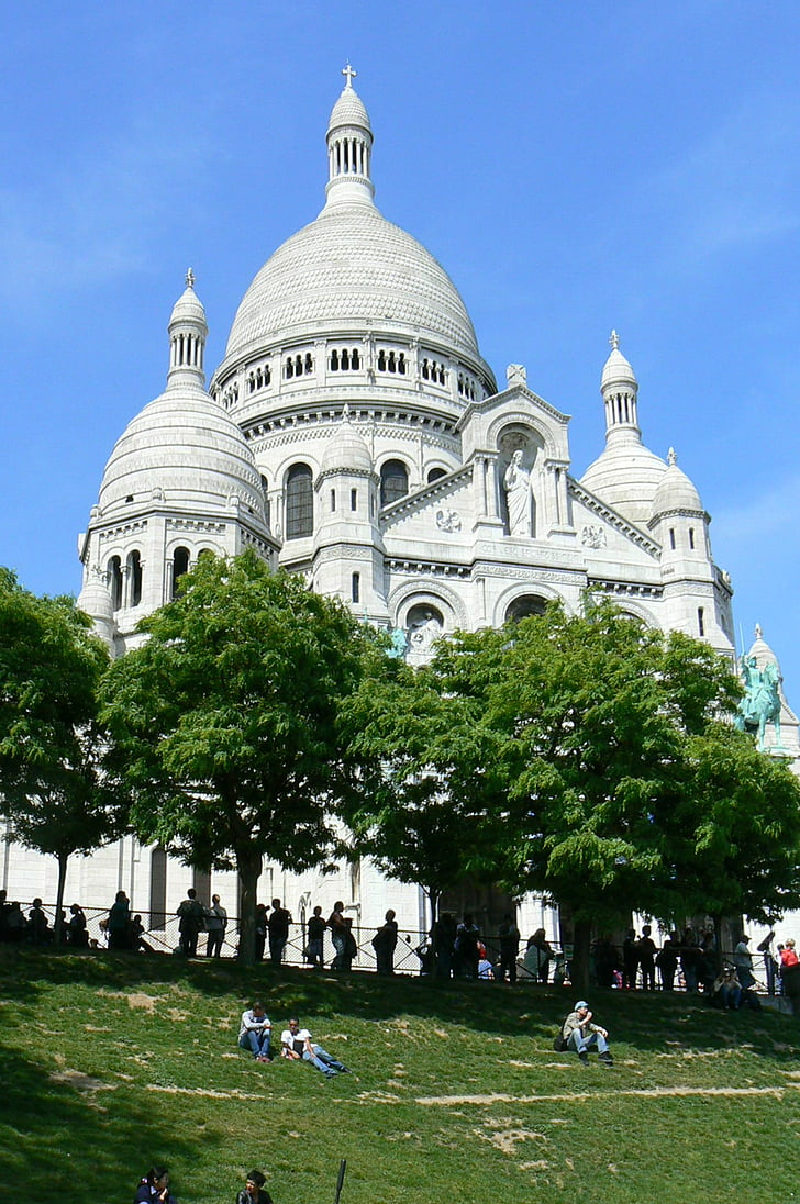 Basilica, Sacré-coeur, Basilica sacred Heart, Montmartre, anıt, kubbe, Paris