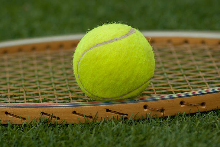 tenisa bumbiņu, rakete, Teniss, Sports, zaļa
