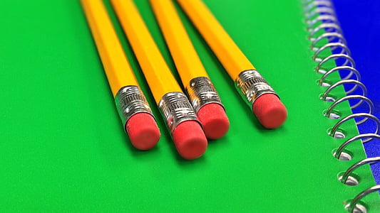 pencil, notebook, school, paper, education, multi Colored