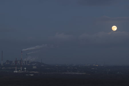 rūpniecība, Power station, mēness, Gelsenkirchen, scholven, kurināmo ogļu elektrostacija, naktī