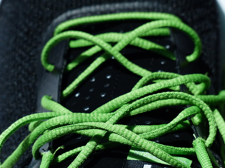 kurpju šņorēm, cilpu, zaļa, sporta apavi, krosa kurpes, čības, maratona apaviem
