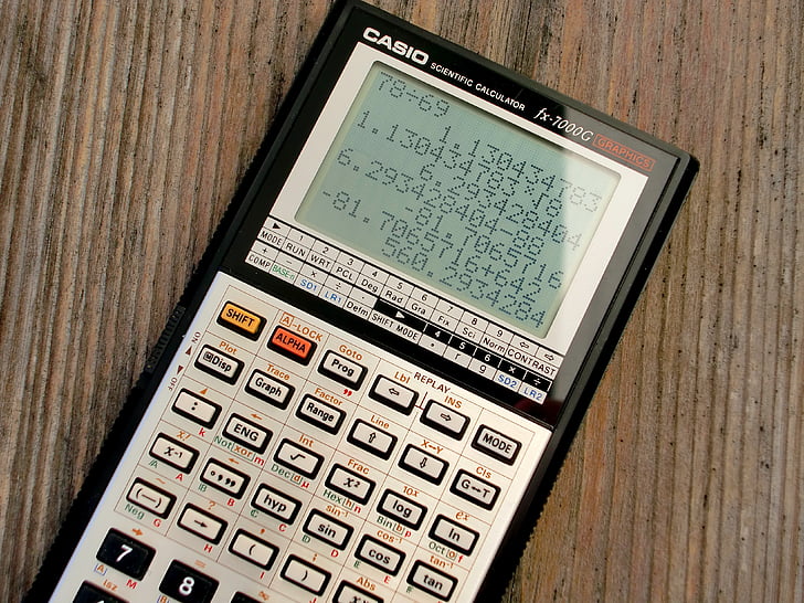 calculadora, calculadora gráfica, Casio fx-7000 g, tecnologia, contando, eletrônica, display LCD